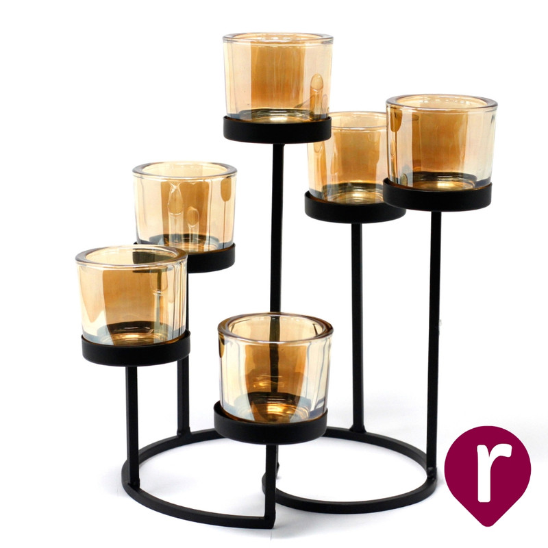 Candelabro de Hierro Formato Árbol - 6 Cuencos